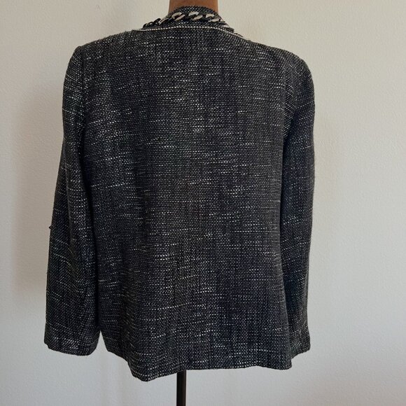 Alfred Dunner Women's Size 12P Marled Tweed Chain-Link Beaded Open Front Blazer - Picture 5 of 11